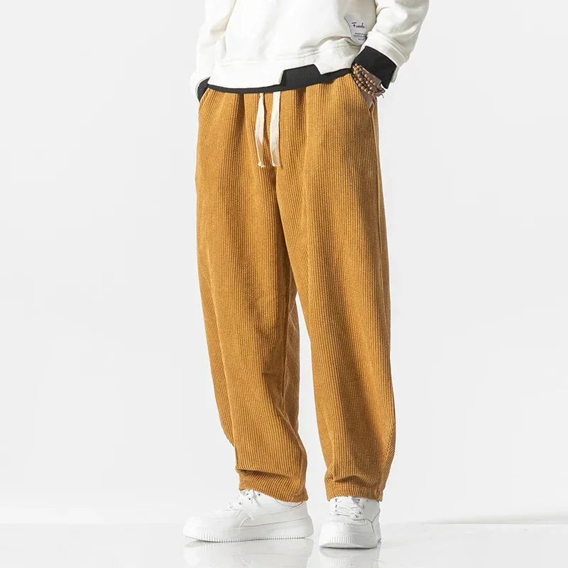 Pants – Loose Corduroy Blend Wide Legs & Drawstring Waist