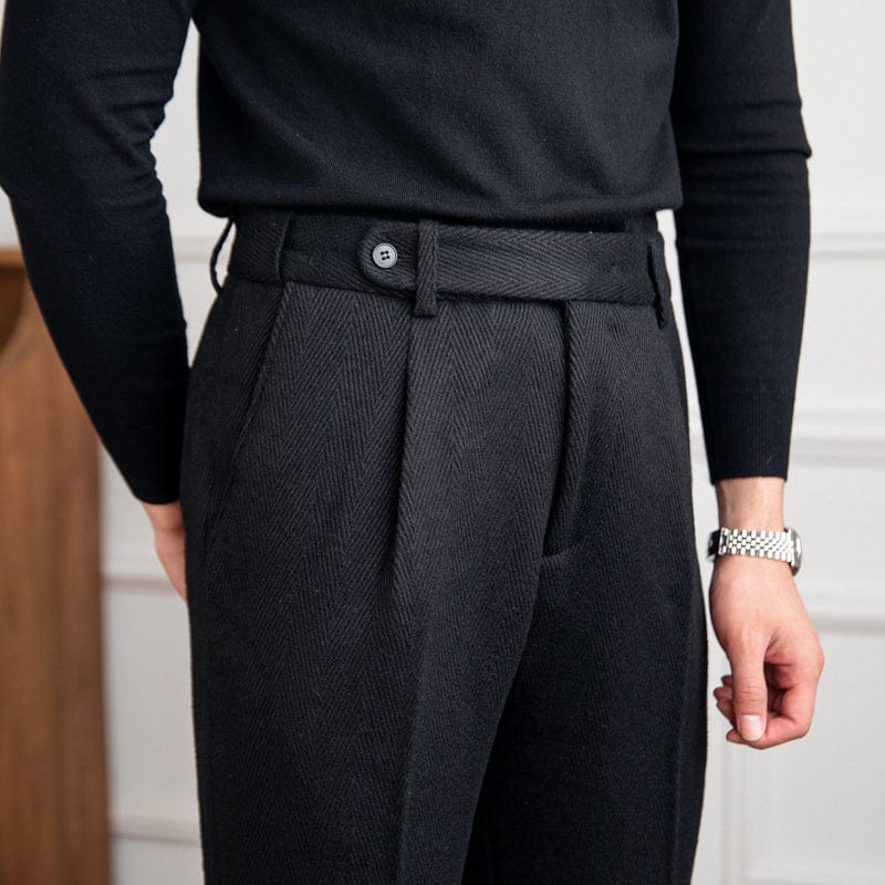 Pants - Polyester Blend Herringbone & Neat Drape And Ease
