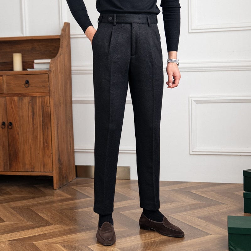 Pants - Polyester Blend Herringbone & Neat Drape And Ease