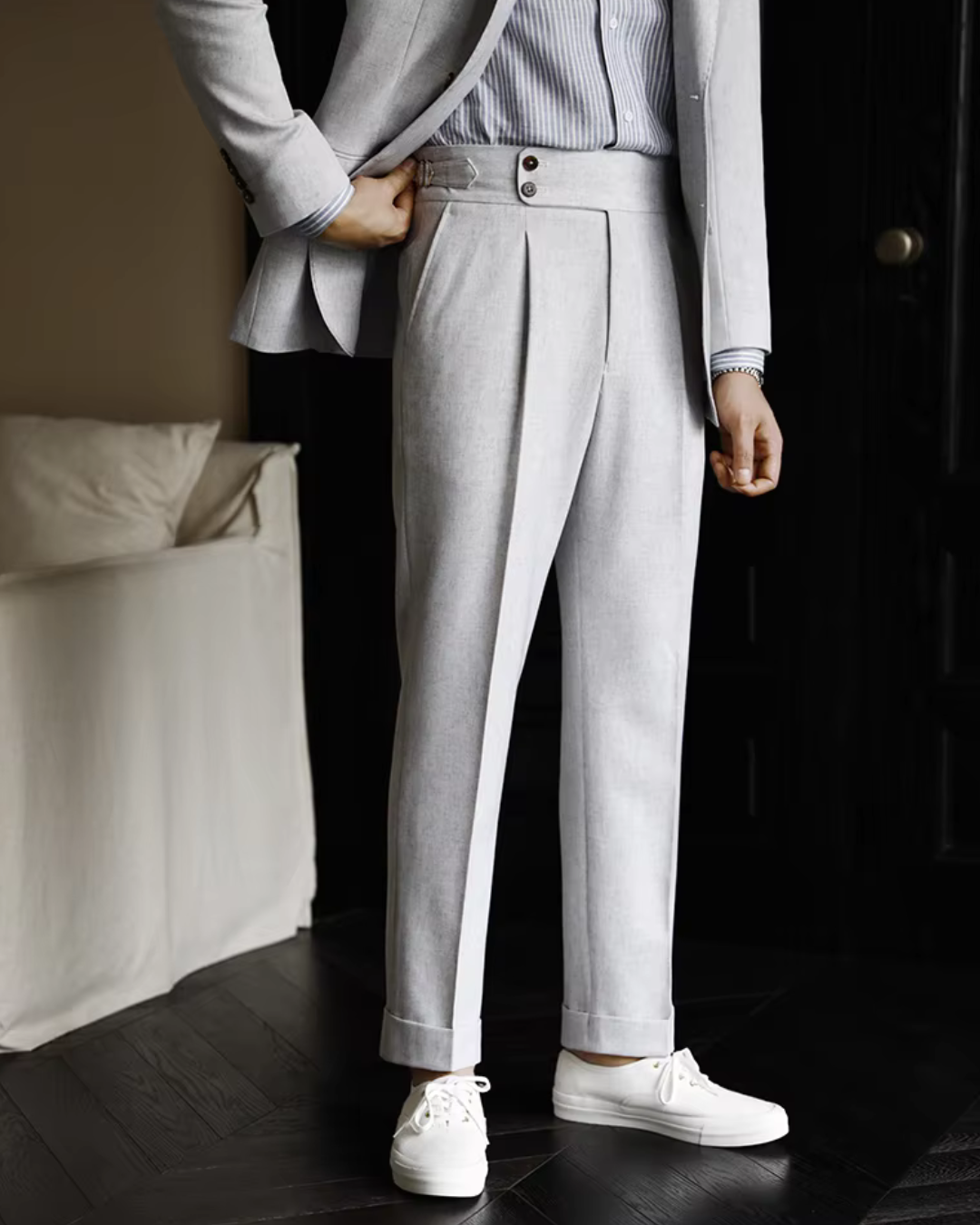 Pants - Polyester Blend High Waist & Structured Shape