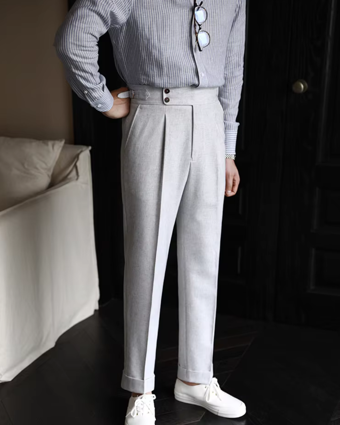 Pants - Polyester Blend High Waist & Structured Shape