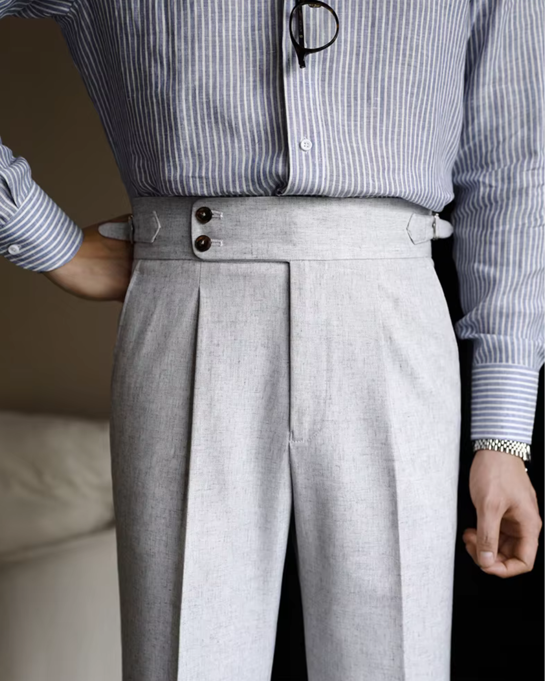 Pants - Polyester Blend High Waist & Structured Shape