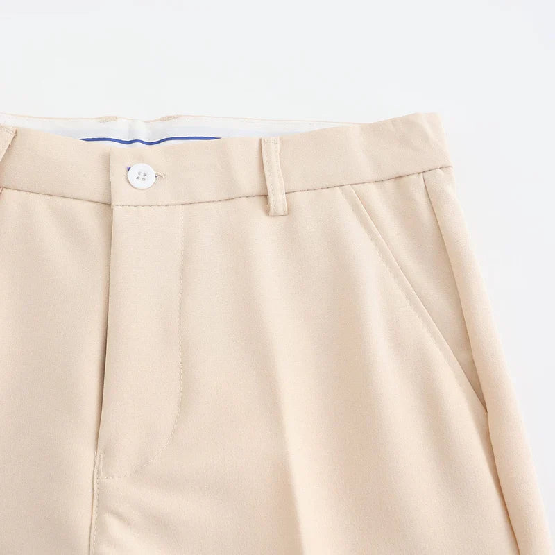 Pants – Polyester Blend Structured Waistband & Clean Fit