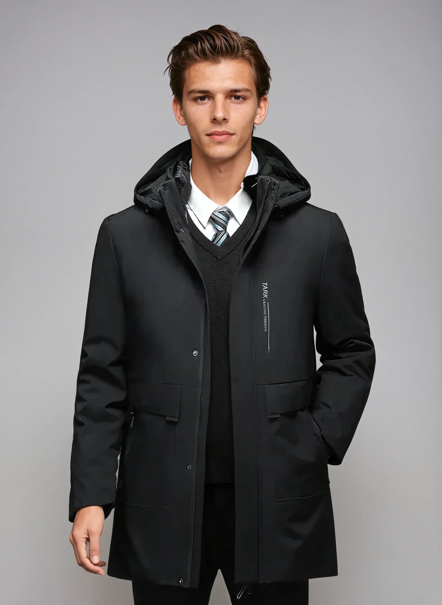 Parka – Polyester Blend Hood And Zip Pockets For Weather