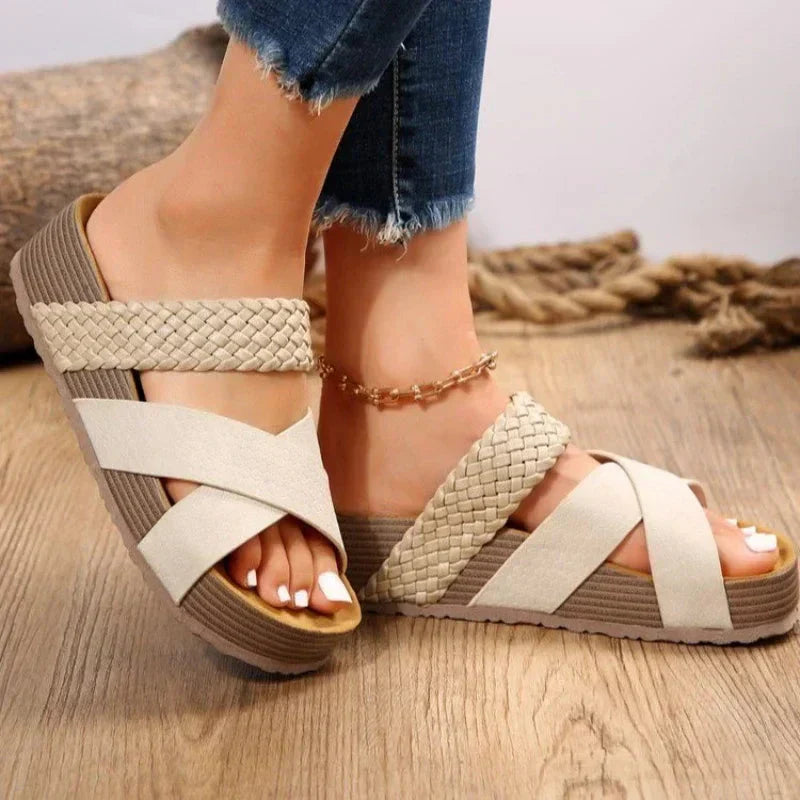 Platform Sandals - Cork Style Thick Sole & Stable Step