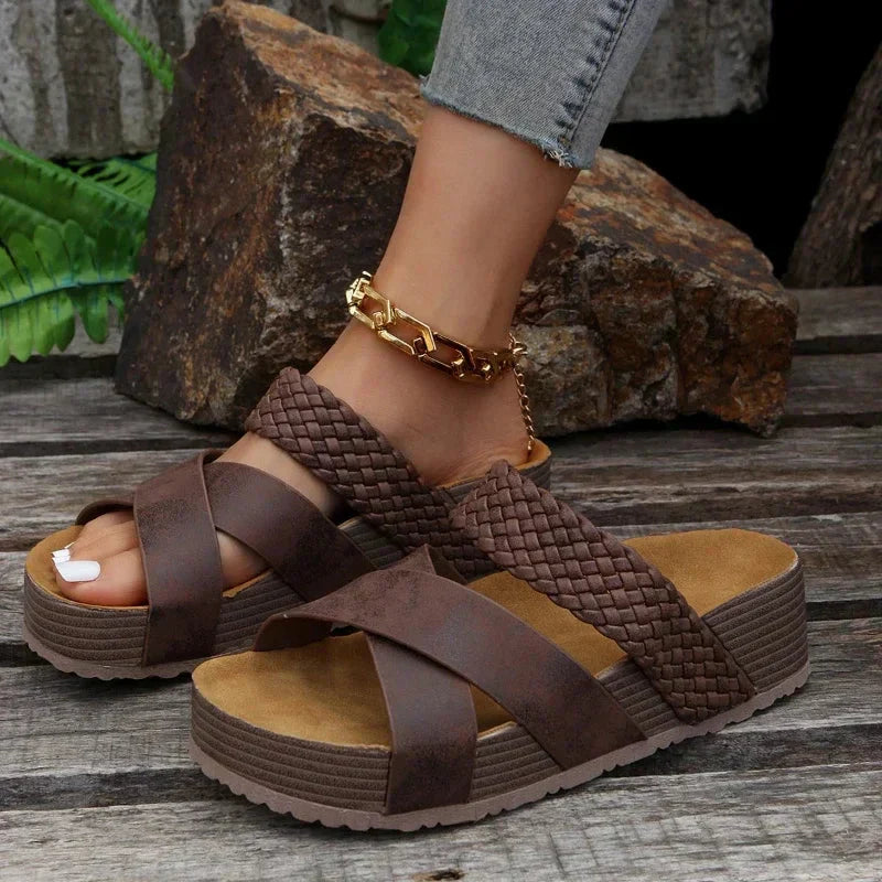 Platform Sandals - Cork Style Thick Sole & Stable Step