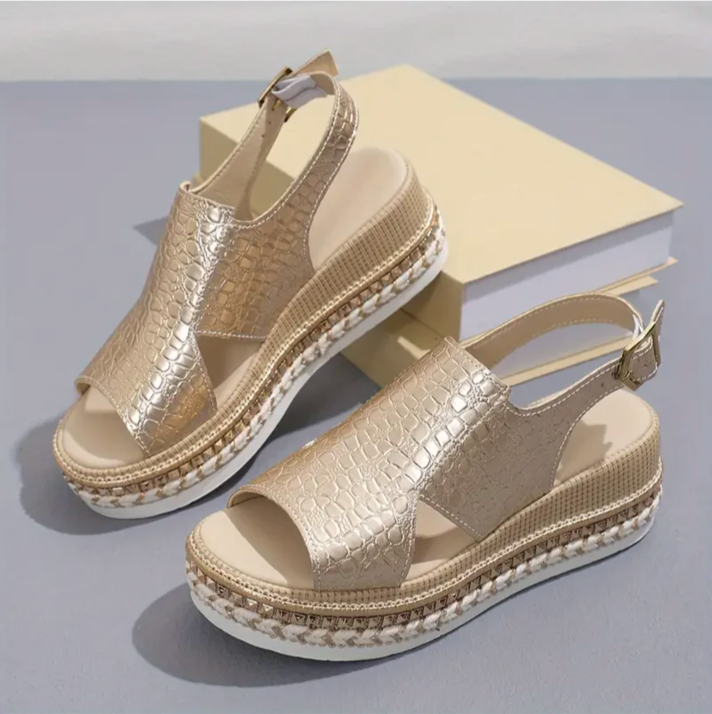 Platform Sandals – Woven Metallic Upper And Stable Support