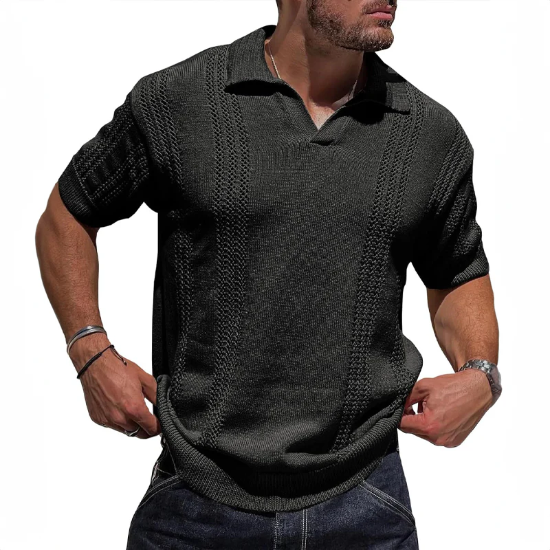 Polo Shirt - Breathable Knit Blend Fold Collar And Airflow