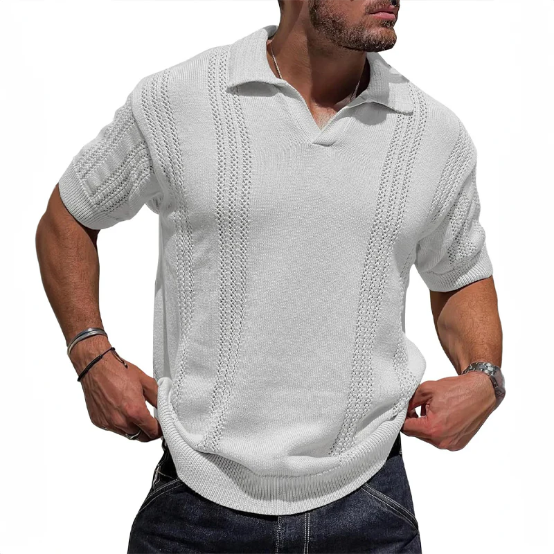 Polo Shirt - Breathable Knit Blend Fold Collar And Airflow