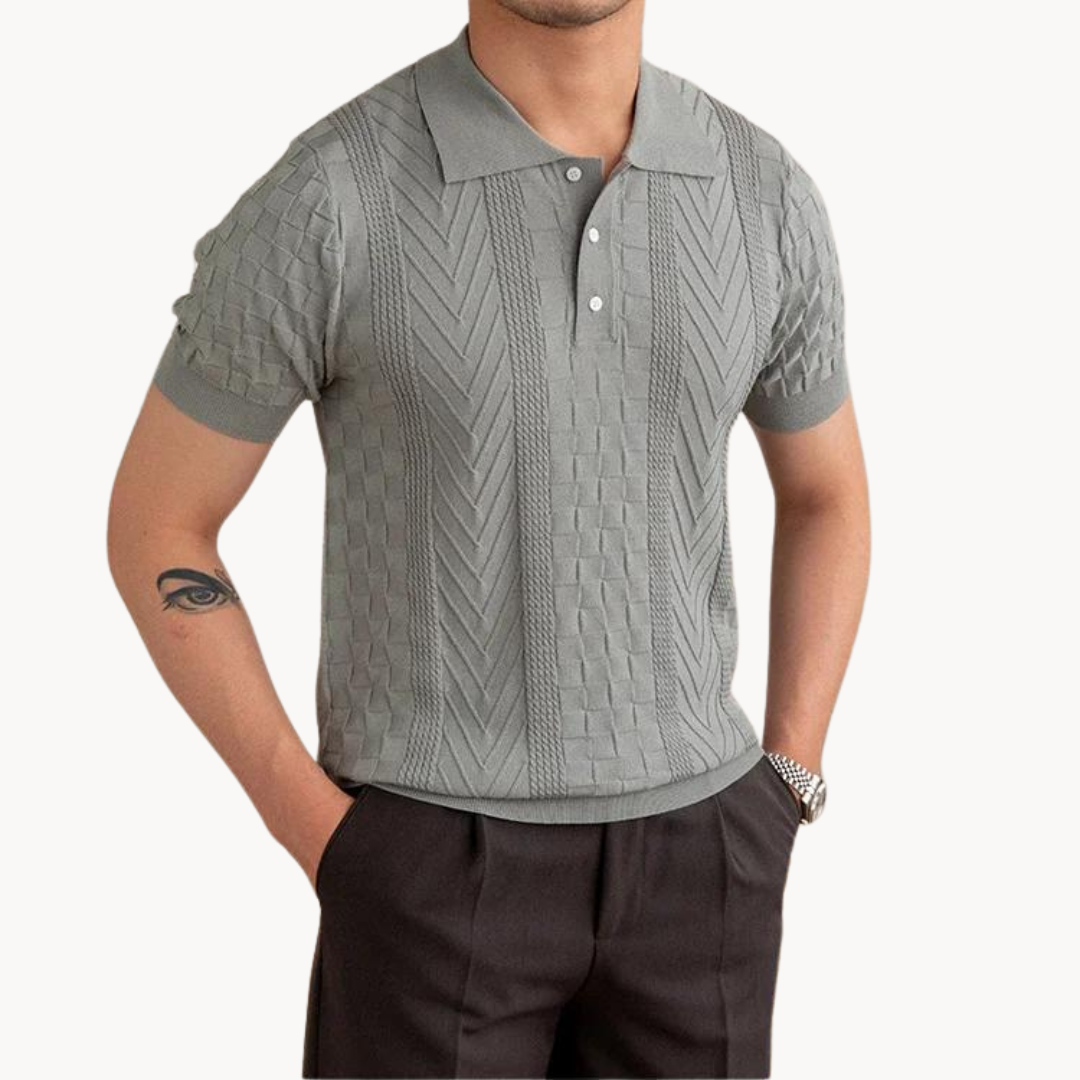 Polo Shirt – Jacquard Textured Blend And Slim Tailored Fit