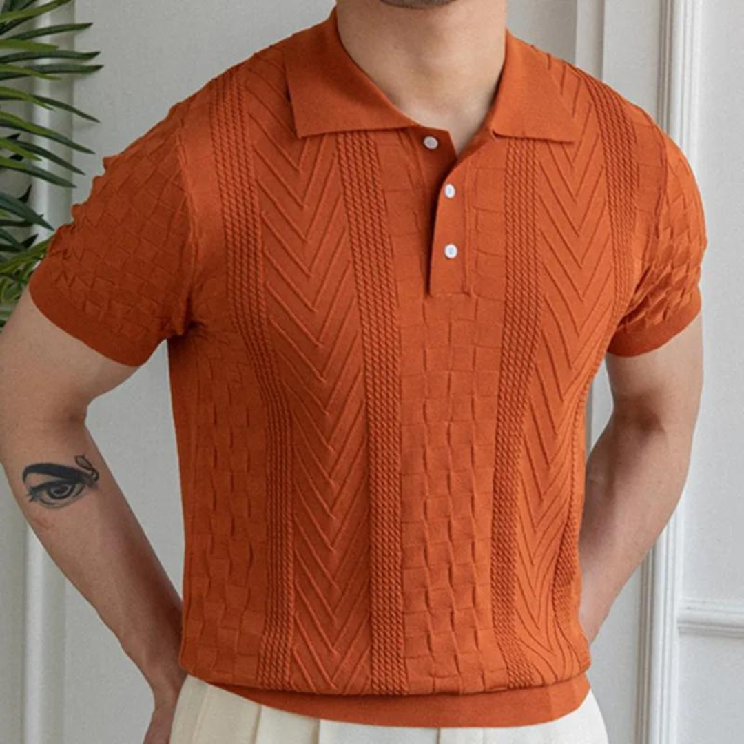 Polo Shirt – Jacquard Textured Blend And Slim Tailored Fit