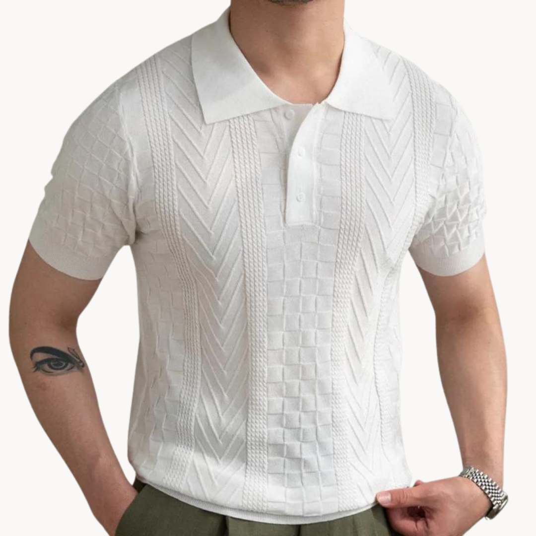 Polo Shirt – Jacquard Textured Blend And Slim Tailored Fit
