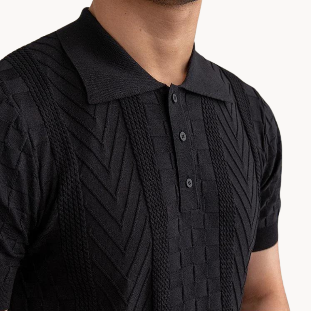 Polo Shirt – Jacquard Textured Blend And Slim Tailored Fit