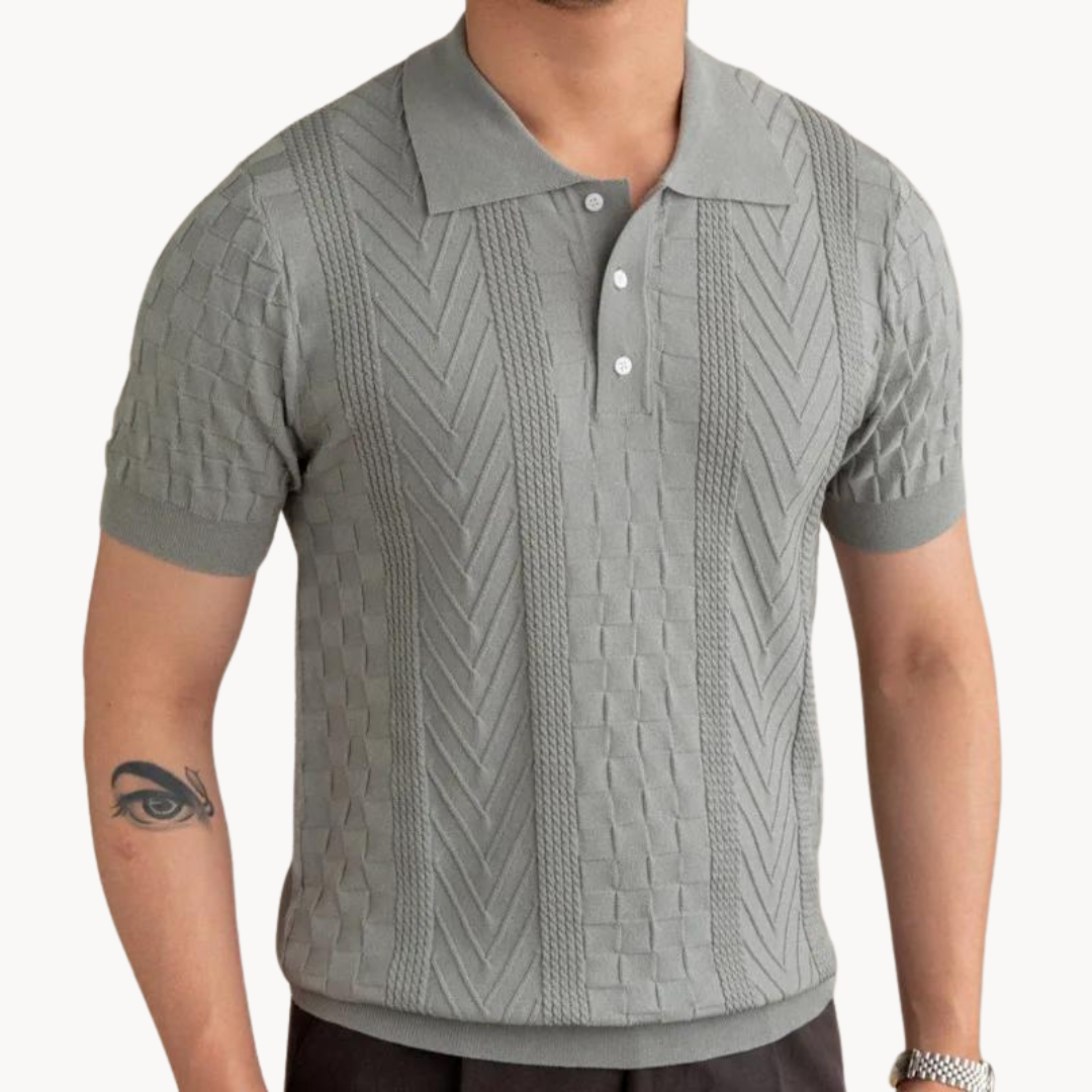Polo Shirt – Jacquard Textured Blend And Slim Tailored Fit
