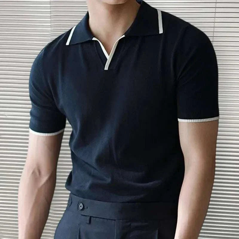 Polo Shirt - Knit Blend Collar And Flexible Movement