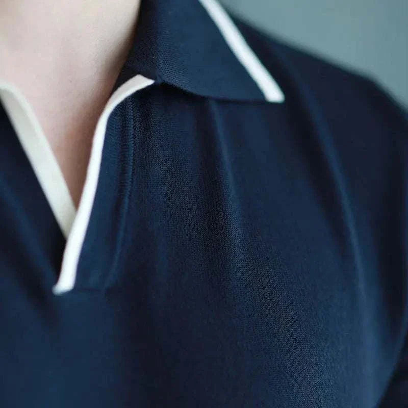 Polo Shirt - Knit Blend Collar And Flexible Movement