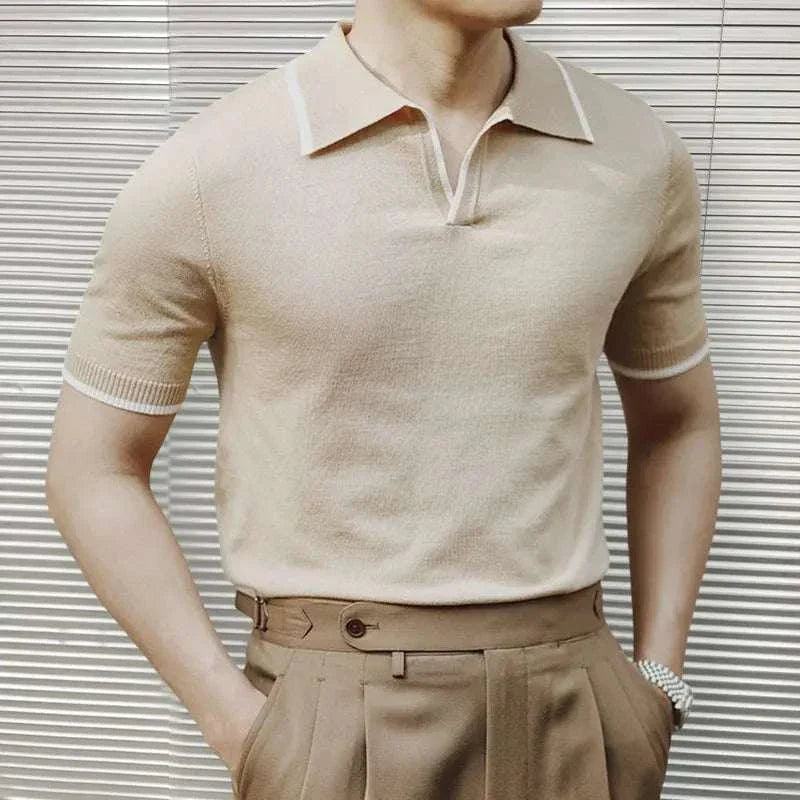 Polo Shirt - Knit Blend Collar And Flexible Movement