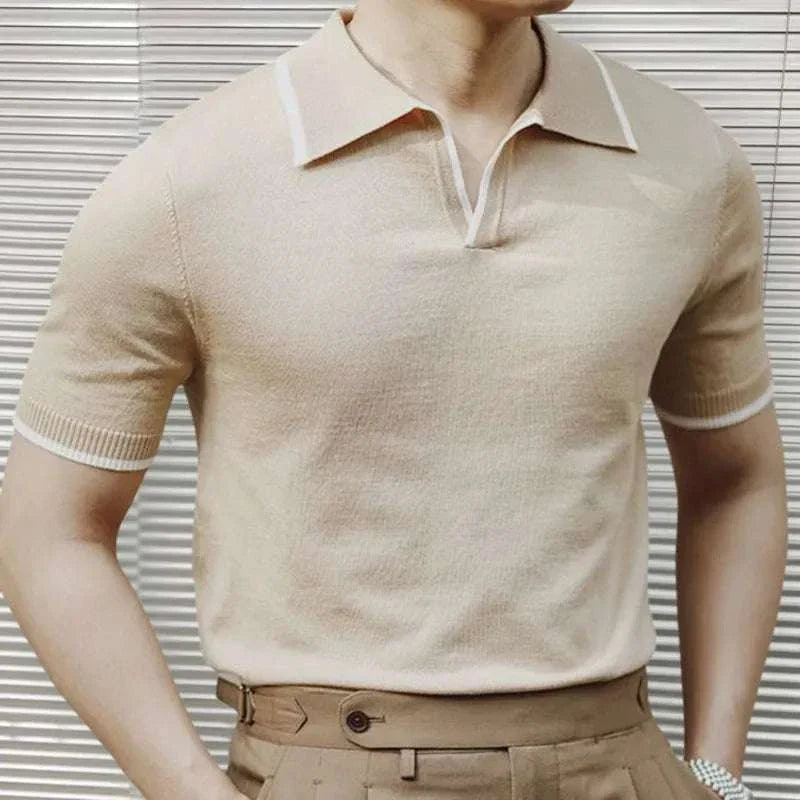 Polo Shirt - Knit Blend Collar And Flexible Movement