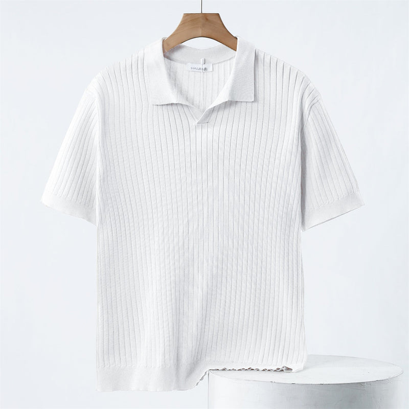 Polo Shirt - Knit Blend Fine Rib & Breathable Stretch By Castello