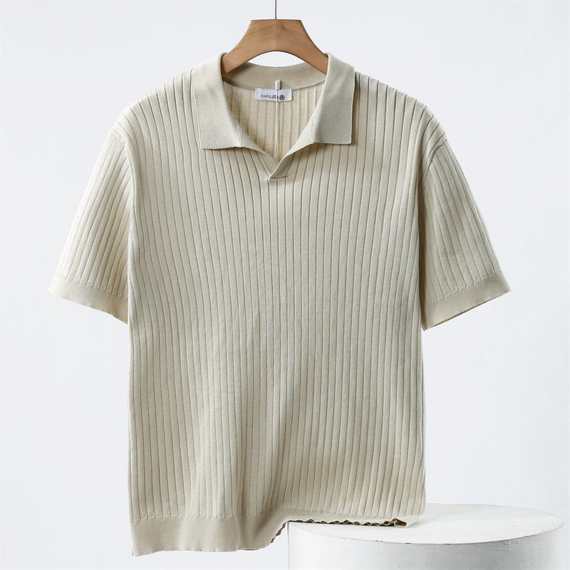 Polo Shirt - Knit Blend Fine Rib & Breathable Stretch By Castello