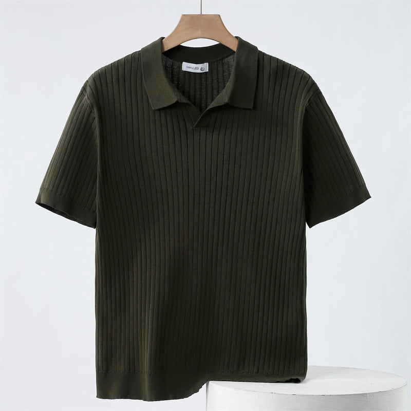 Polo Shirt - Knit Blend Fine Rib & Breathable Stretch By Castello