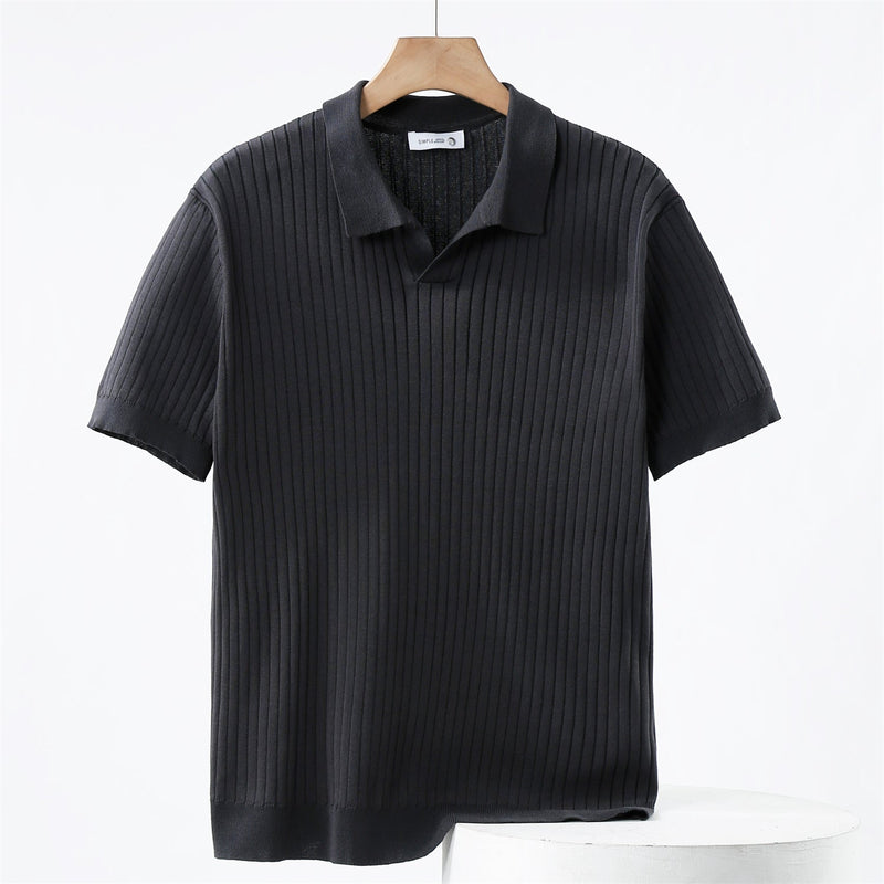 Polo Shirt - Knit Blend Fine Rib & Breathable Stretch By Castello