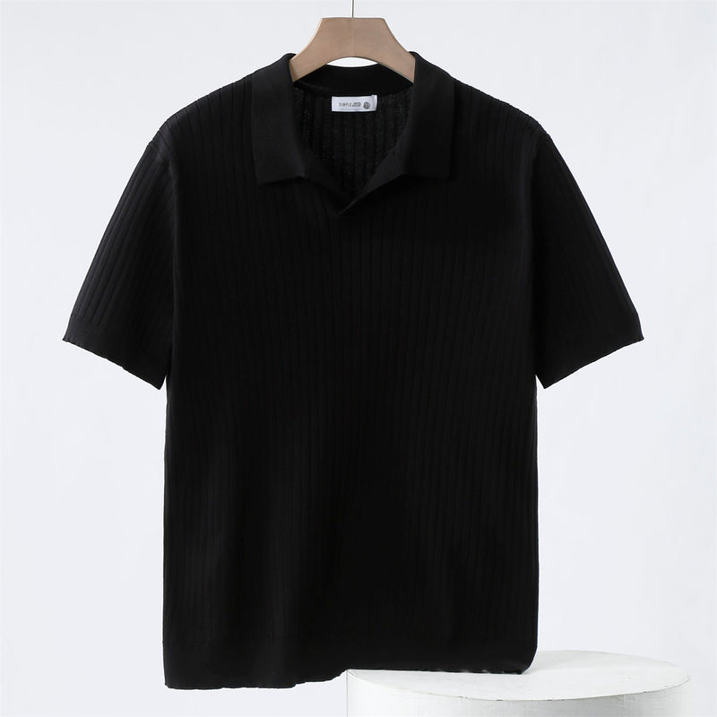 Polo Shirt - Knit Blend Fine Rib & Breathable Stretch By Castello