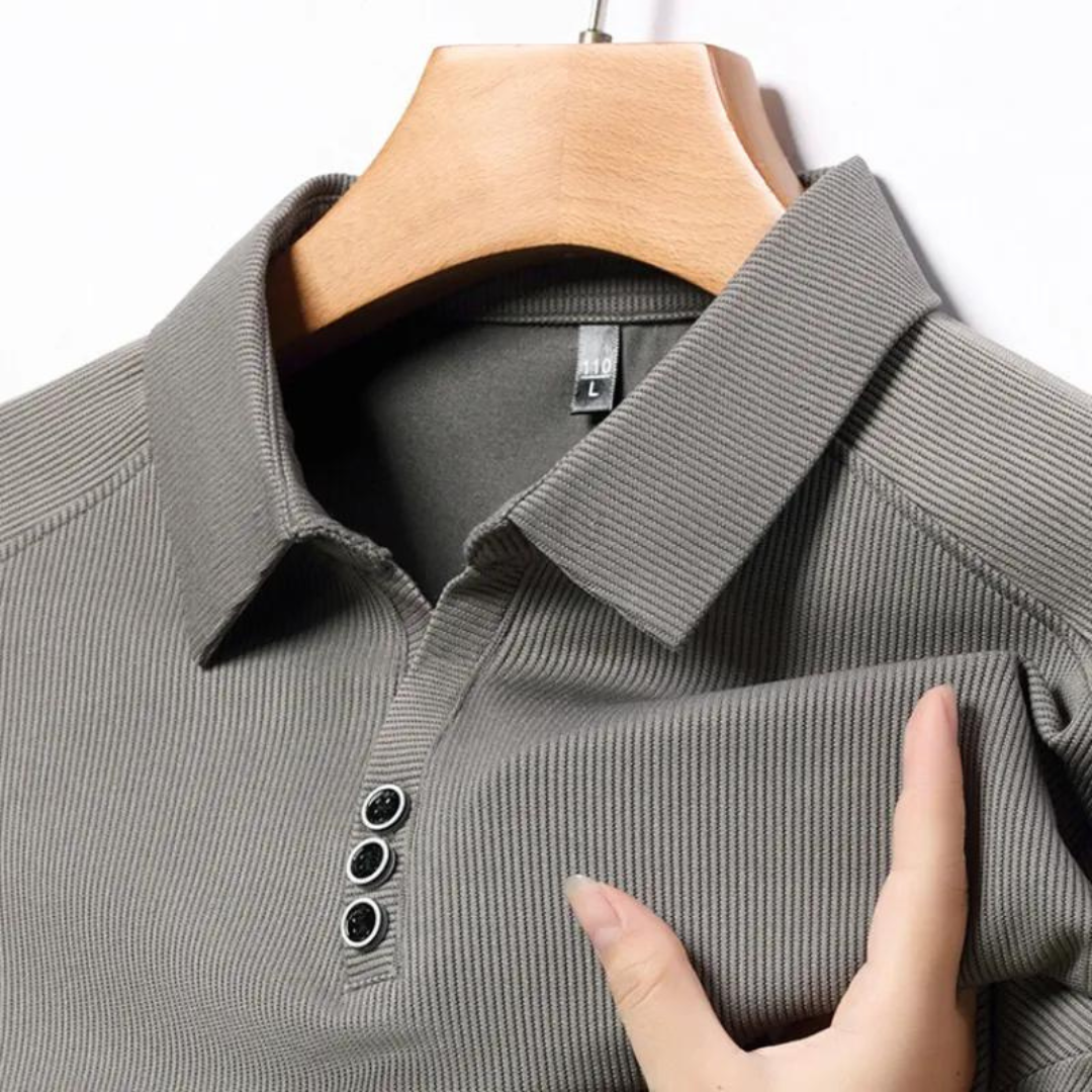 Polo Shirt - Long Sleeve & Point Collar Breathable Blend