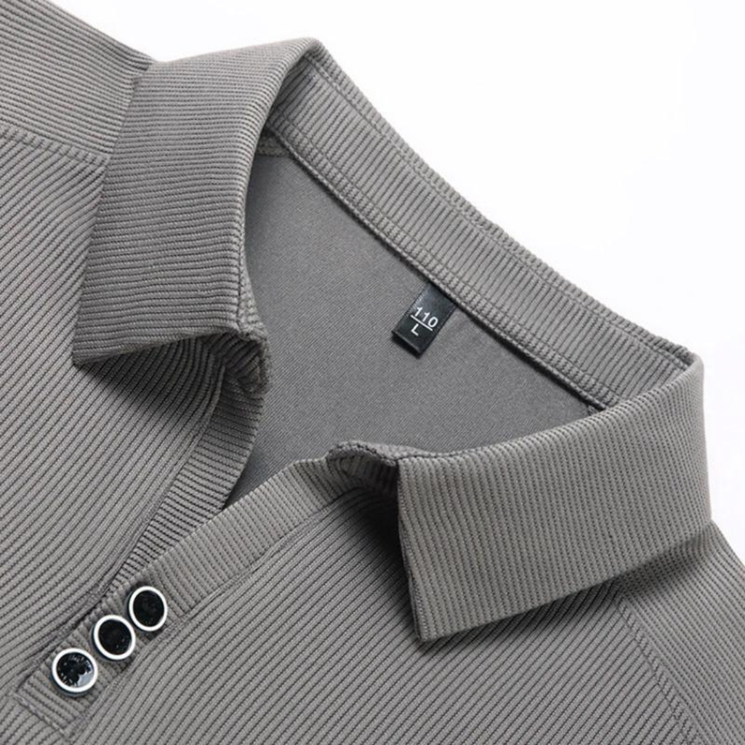 Polo Shirt - Long Sleeve & Point Collar Breathable Blend