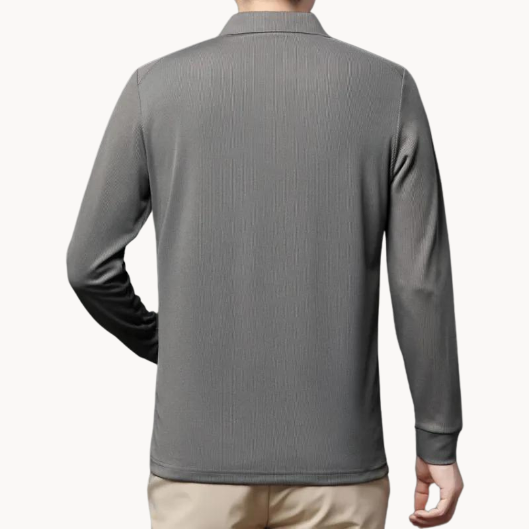 Polo Shirt - Long Sleeve & Point Collar Breathable Blend