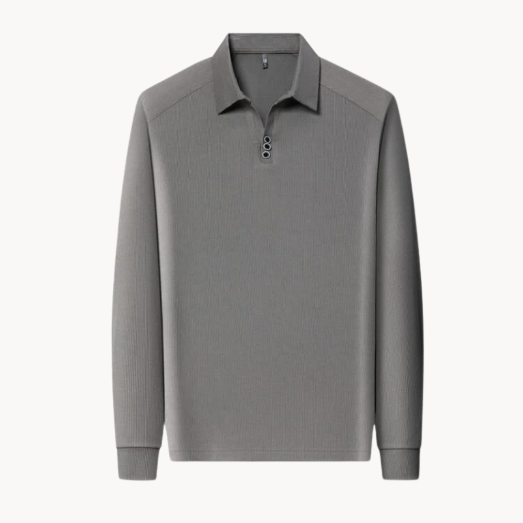 Polo Shirt - Long Sleeve & Point Collar Breathable Blend