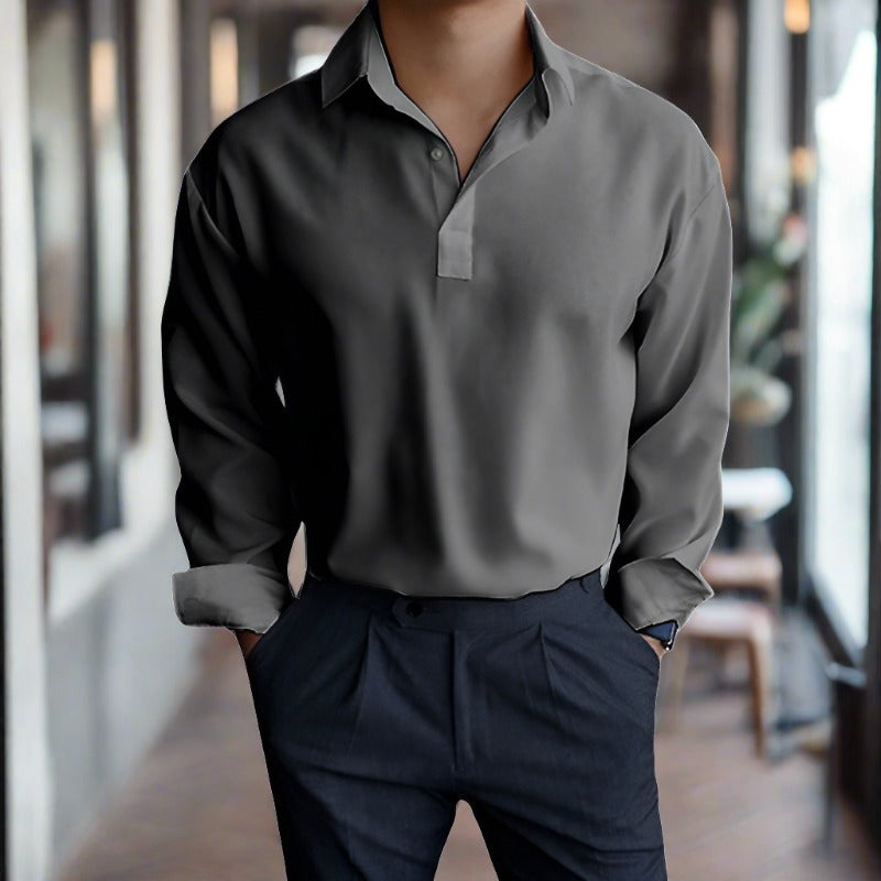Polo Shirt - Long Sleeve Polyester Blend & Easy Movement