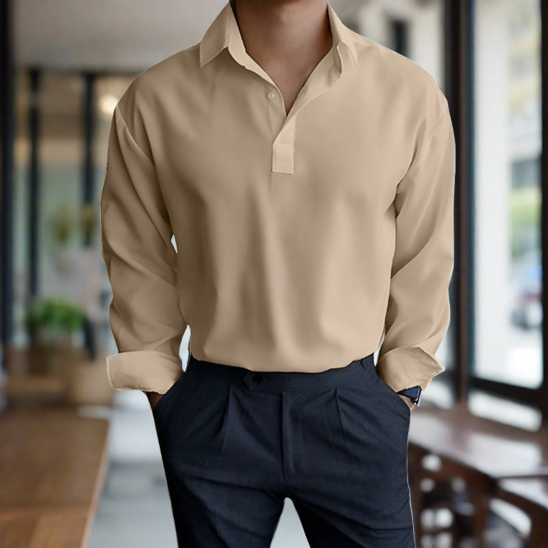 Polo Shirt - Long Sleeve Polyester Blend & Easy Movement