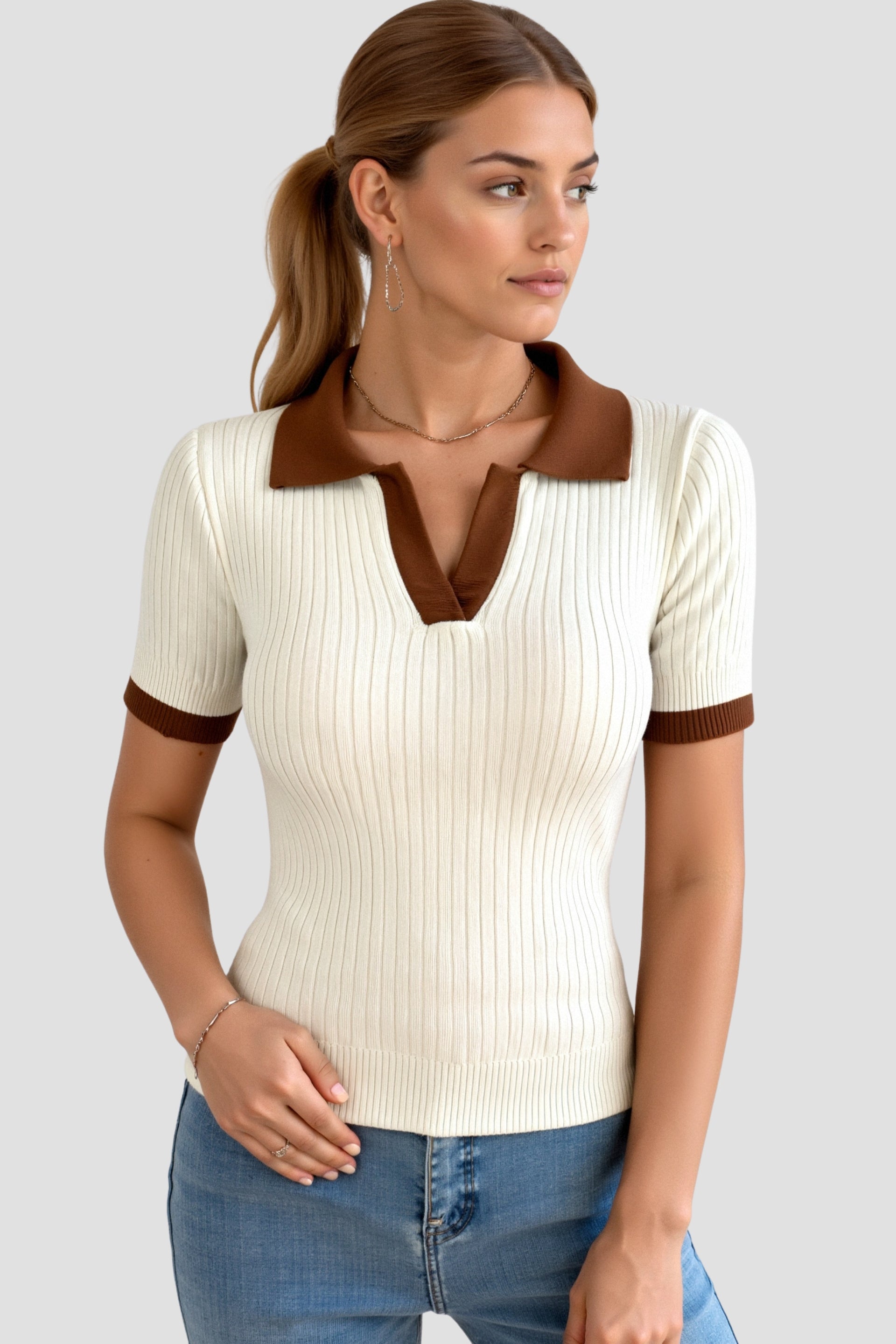 Polo Shirt - Notched Collar & Semi Sheer Blend Airflow