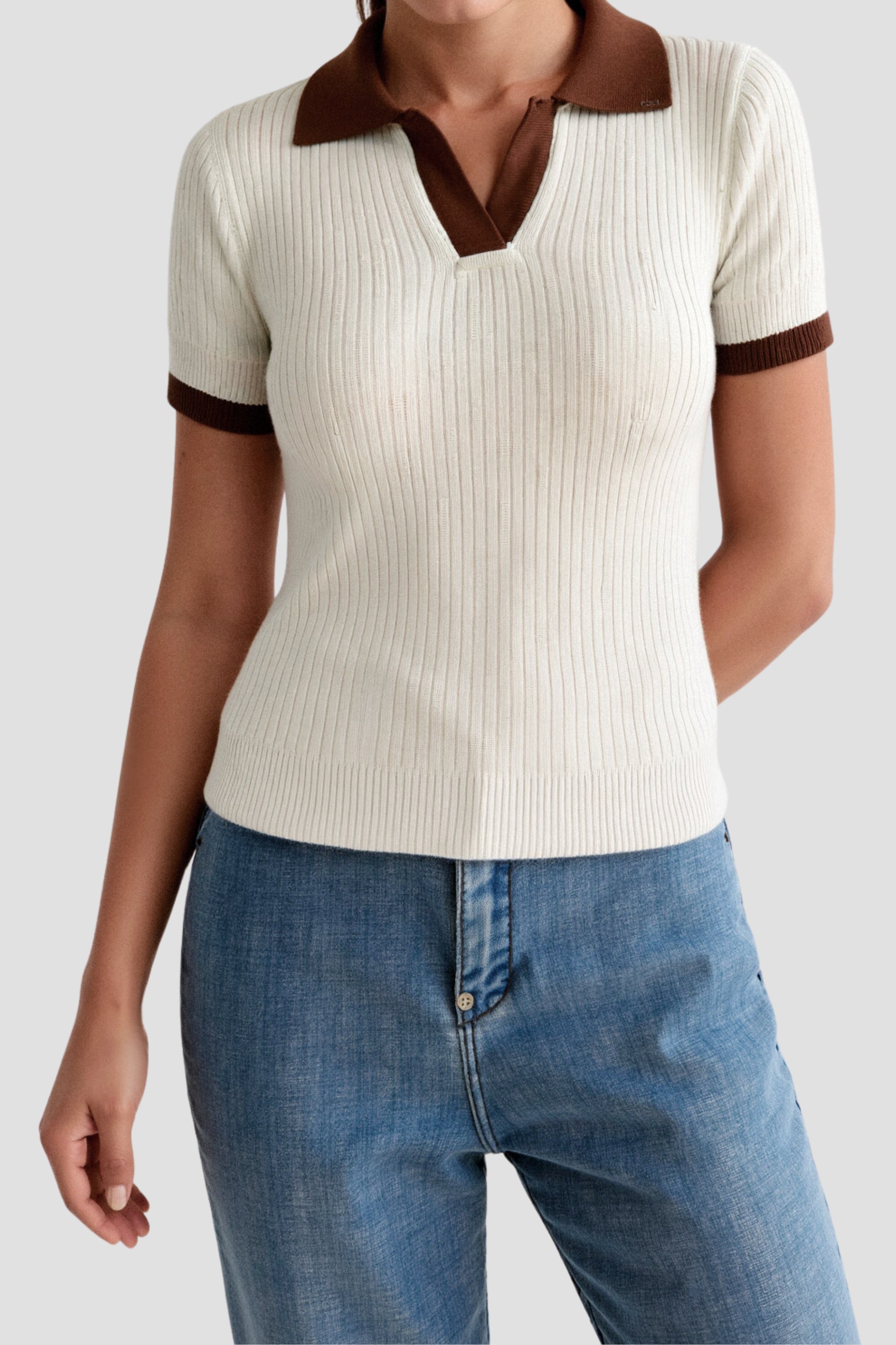 Polo Shirt - Notched Collar & Semi Sheer Blend Airflow