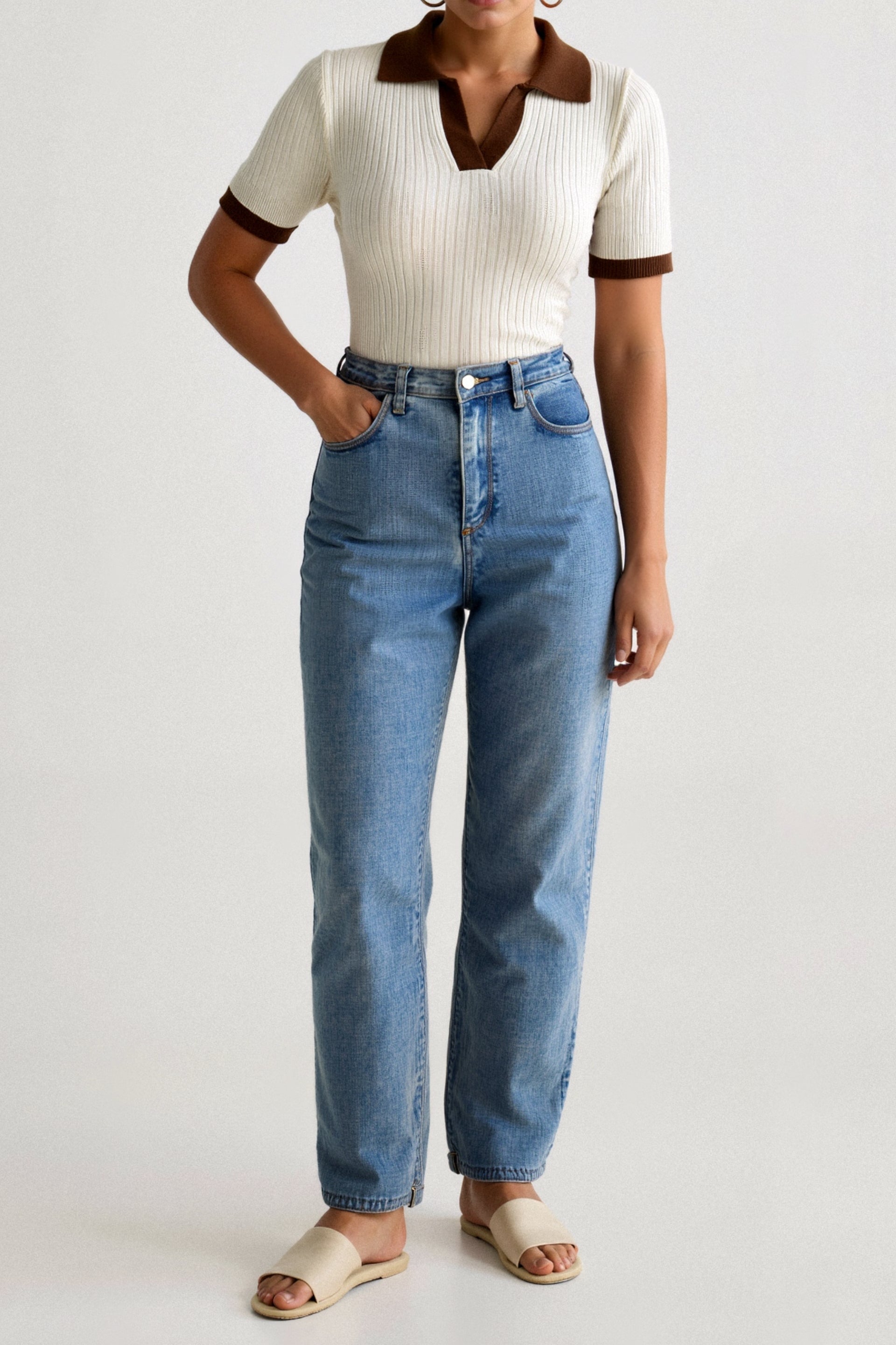 Polo Shirt - Notched Collar & Semi Sheer Blend Airflow