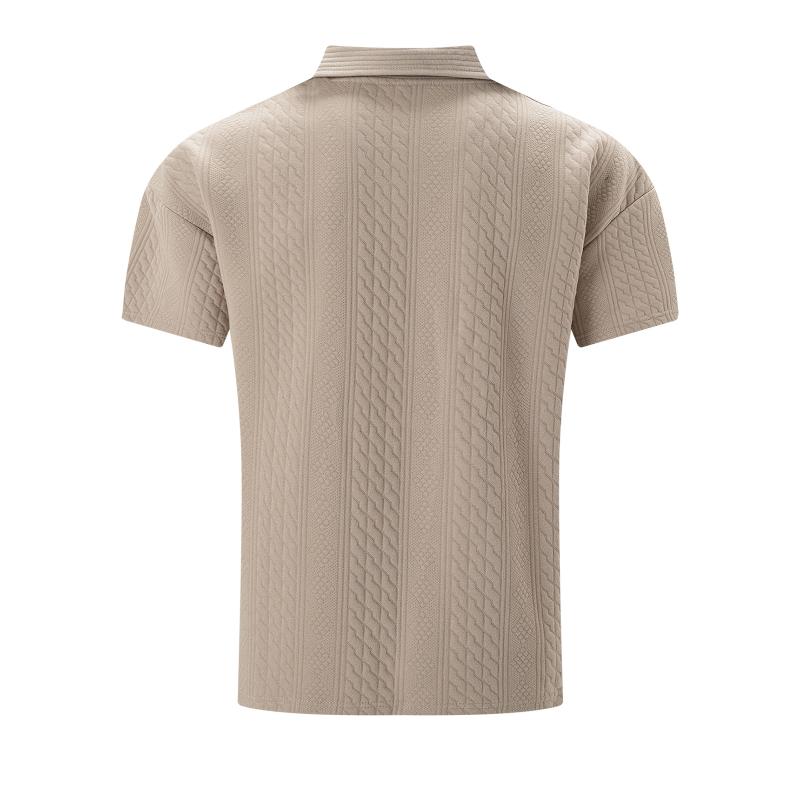 Polo Shirt - Polyester Blend Jacquard Texture & Relaxed Fit