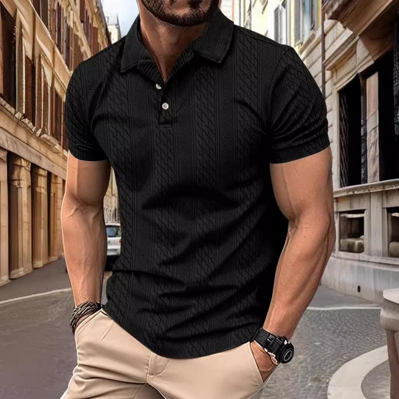 Polo Shirt - Polyester Blend Jacquard Texture & Relaxed Fit