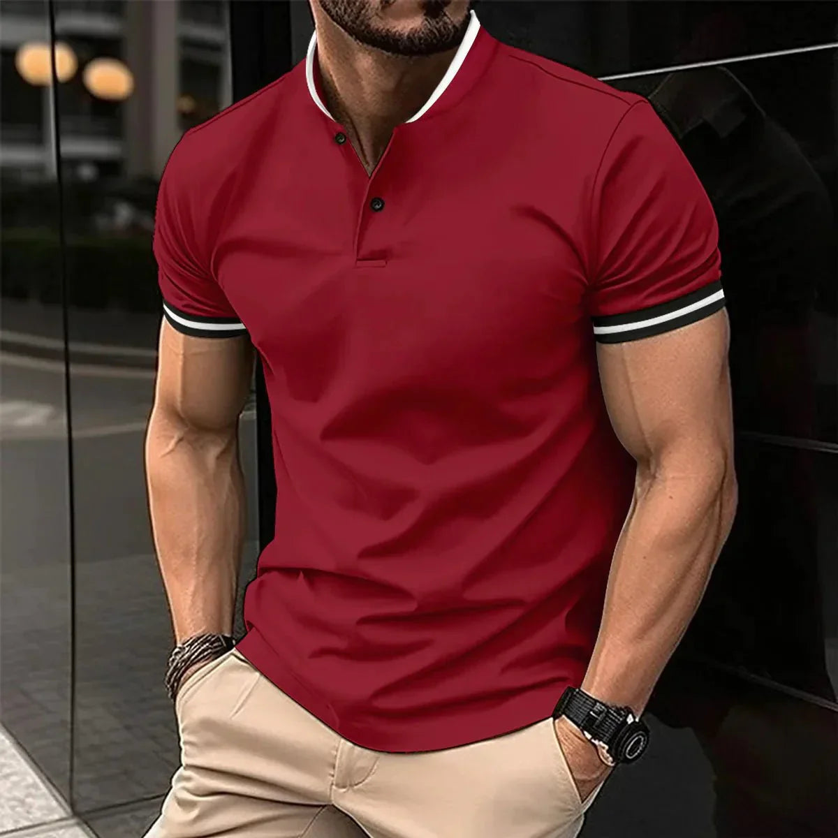 Polo Shirt - Raised Collar And Breathable Stretch Blend