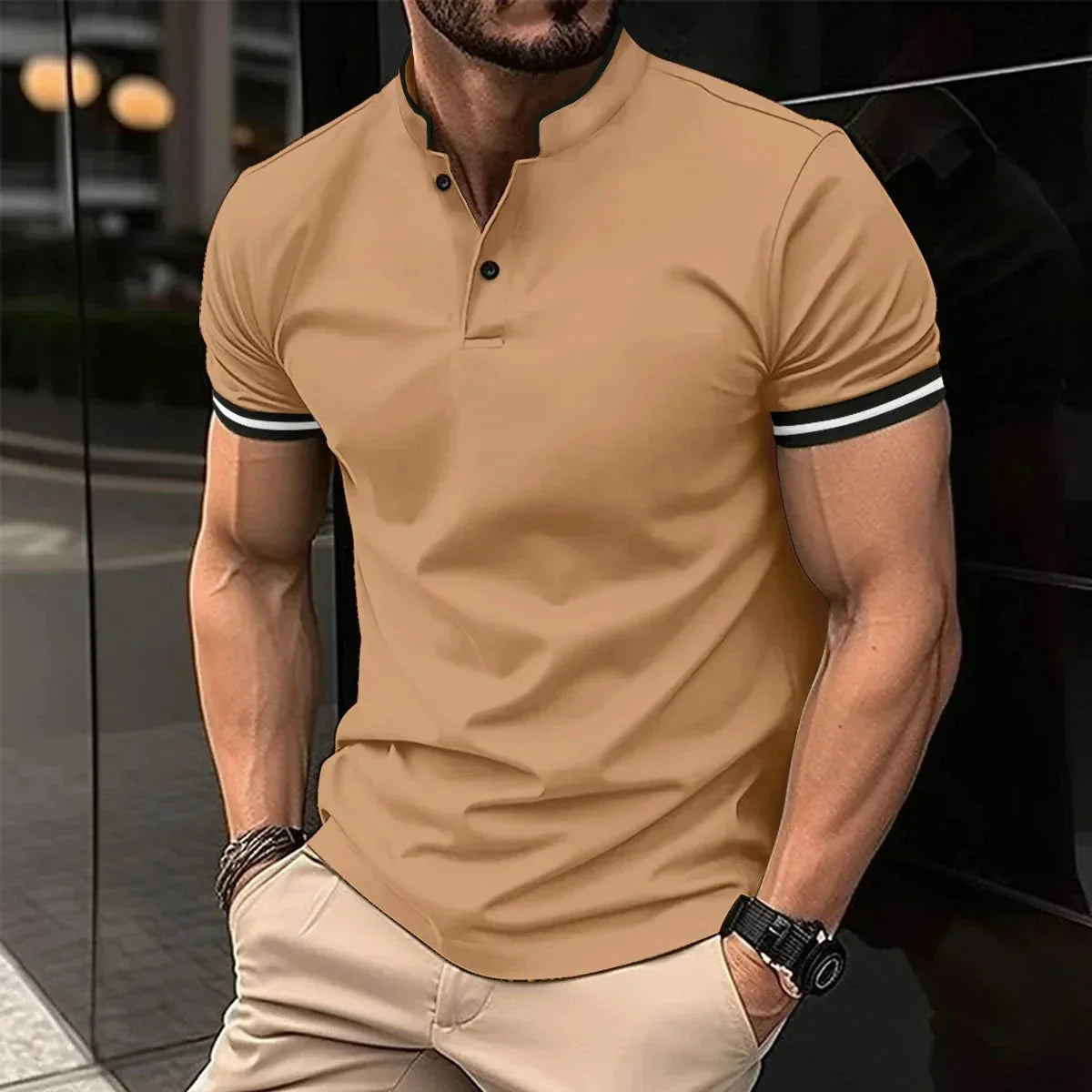 Polo Shirt - Raised Collar And Breathable Stretch Blend
