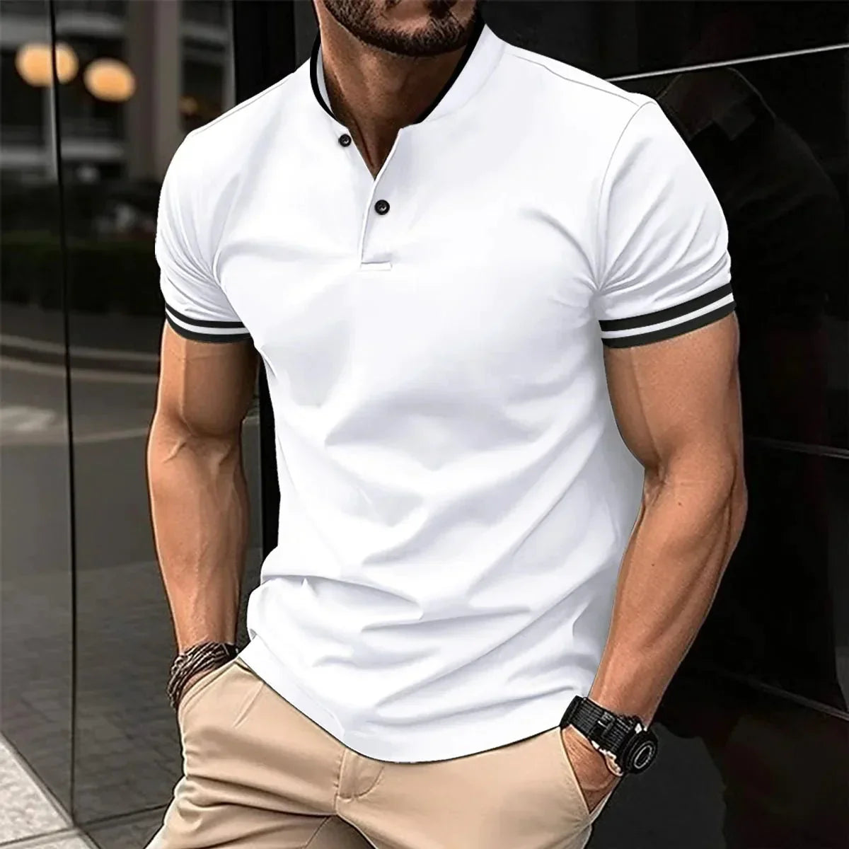 Polo Shirt - Raised Collar And Breathable Stretch Blend