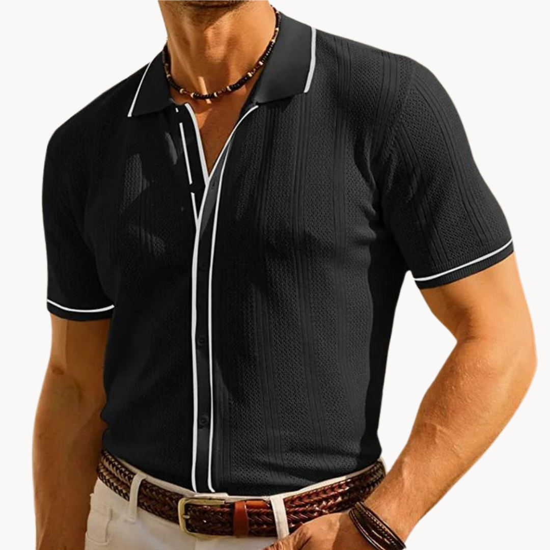 Polo Shirt - Short Sleeve Button Placket & Breathable Fit