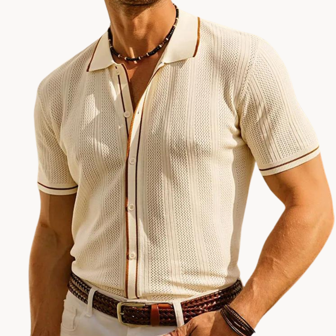 Polo Shirt - Short Sleeve Button Placket & Breathable Fit