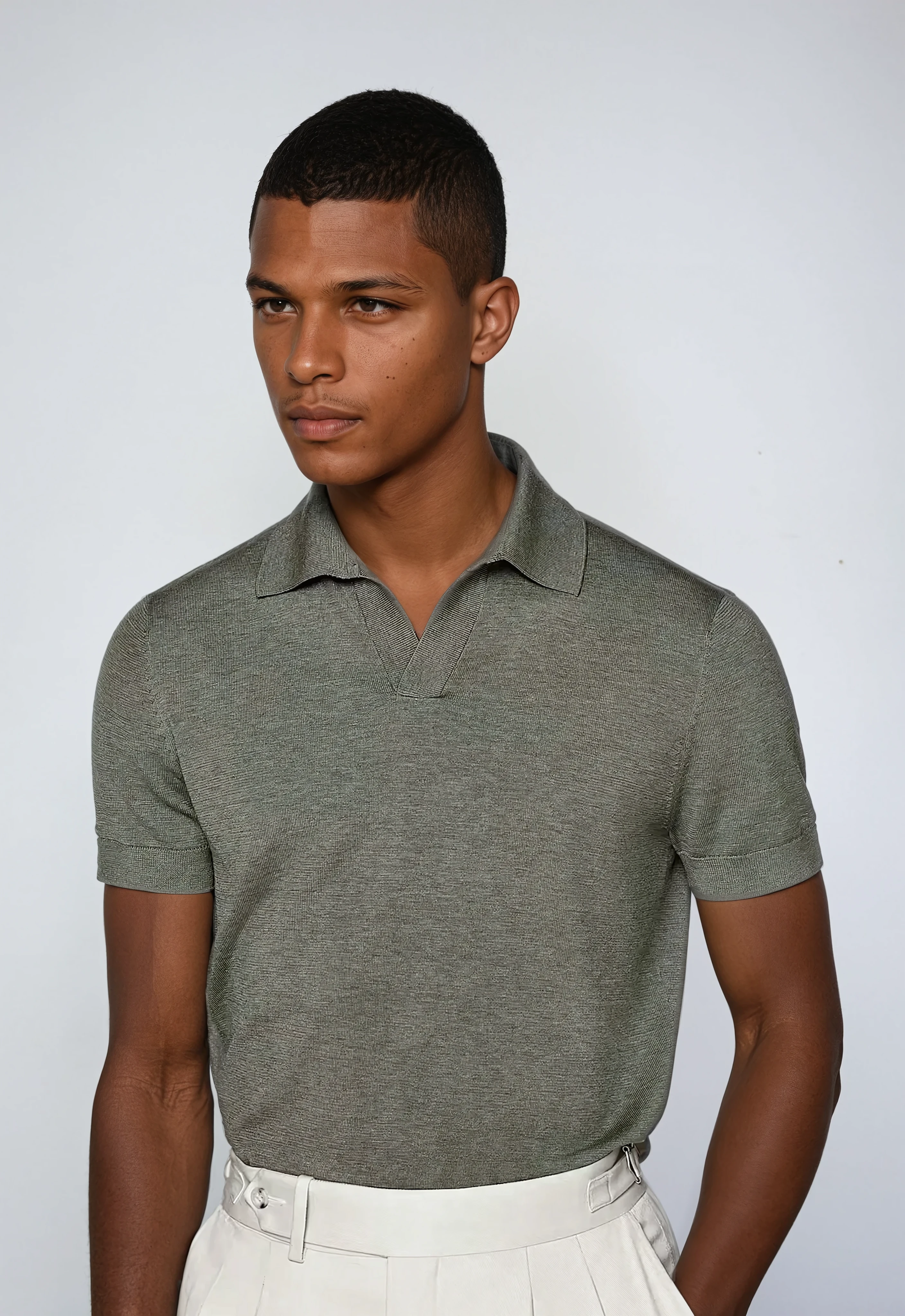 Polo Shirt - Soft Blend Buttonless Front & Smooth Neckline
