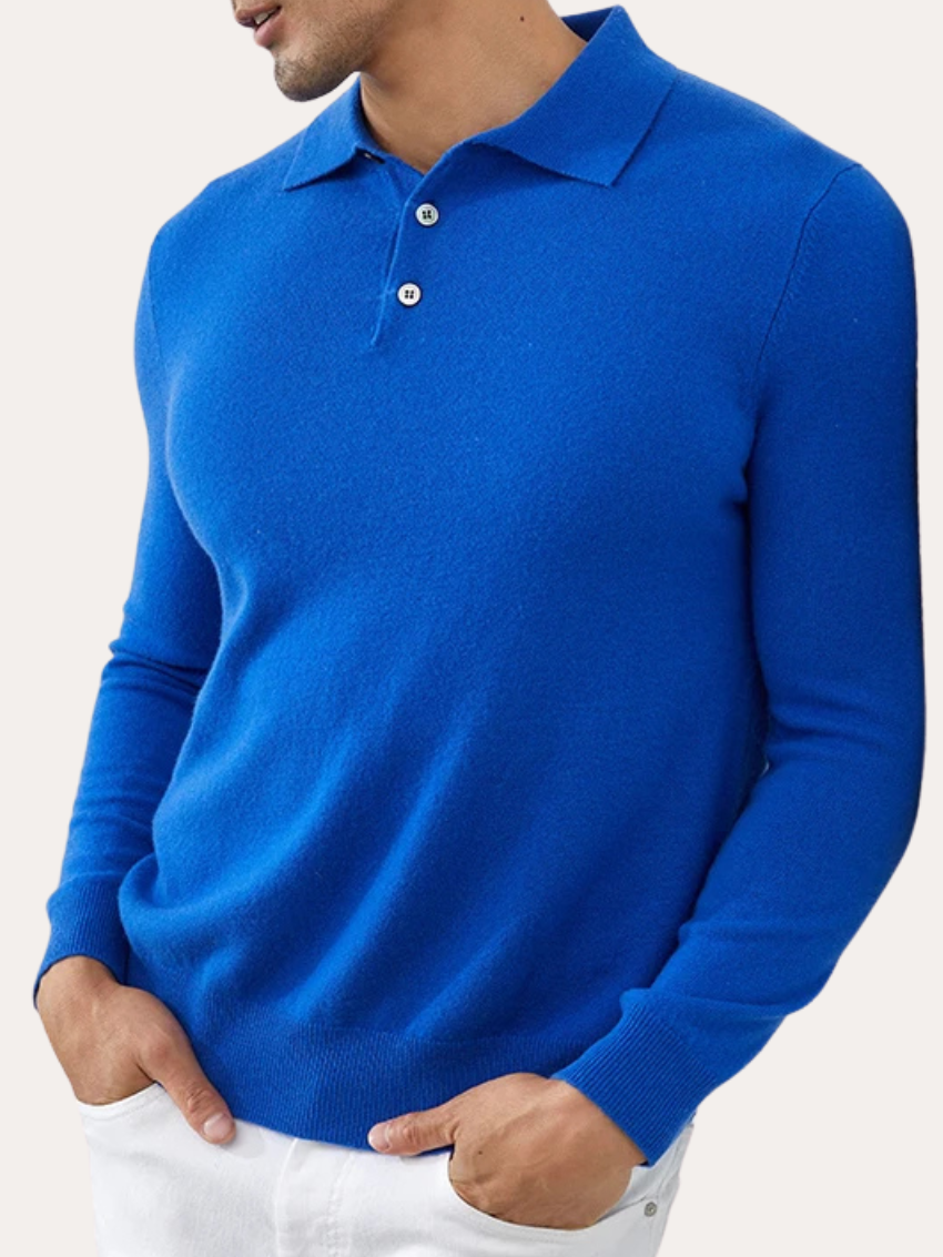 Polo Sweater - Knit Blend Collar And Shape Retention