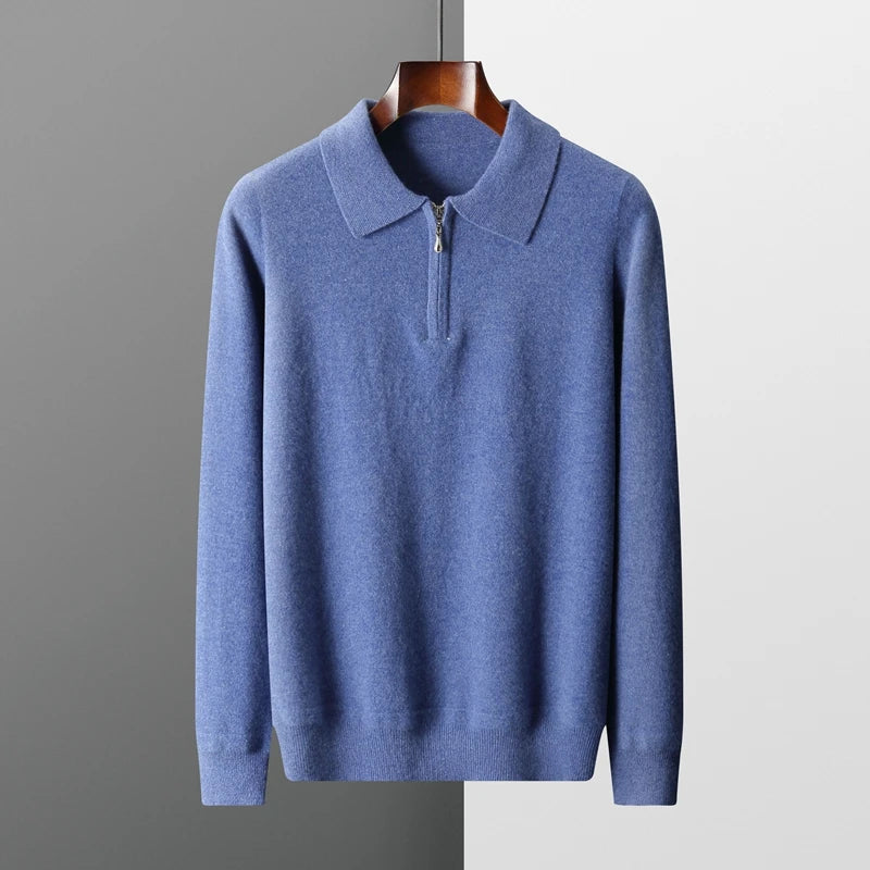 Polo Sweater - Natural Blend Collar & Warm Structured Shape