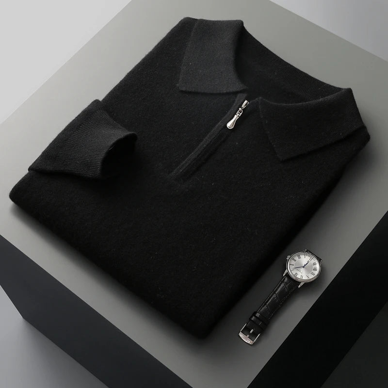 Polo Sweater - Natural Blend Collar & Warm Structured Shape
