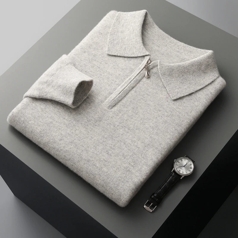 Polo Sweater - Natural Blend Collar & Warm Structured Shape