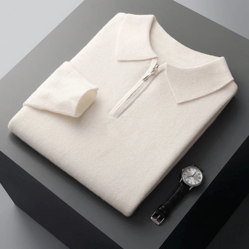 Polo Sweater - Natural Blend Collar & Warm Structured Shape