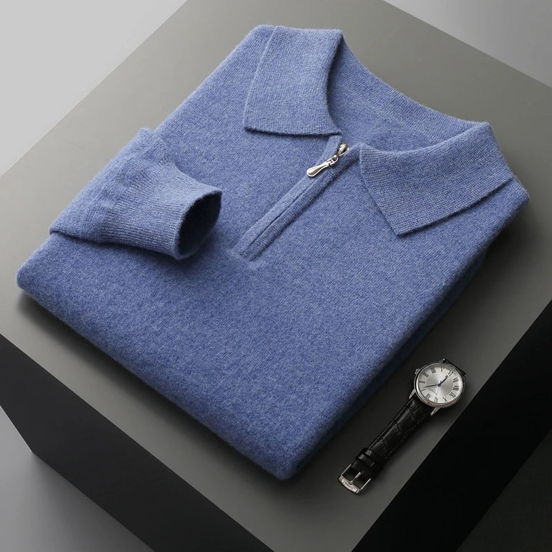 Polo Sweater - Natural Blend Collar & Warm Structured Shape